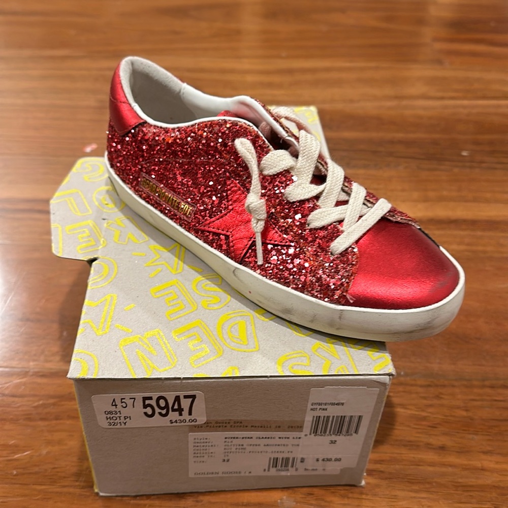 Little girls, golden goose sneakers, never worn- in original box with bag